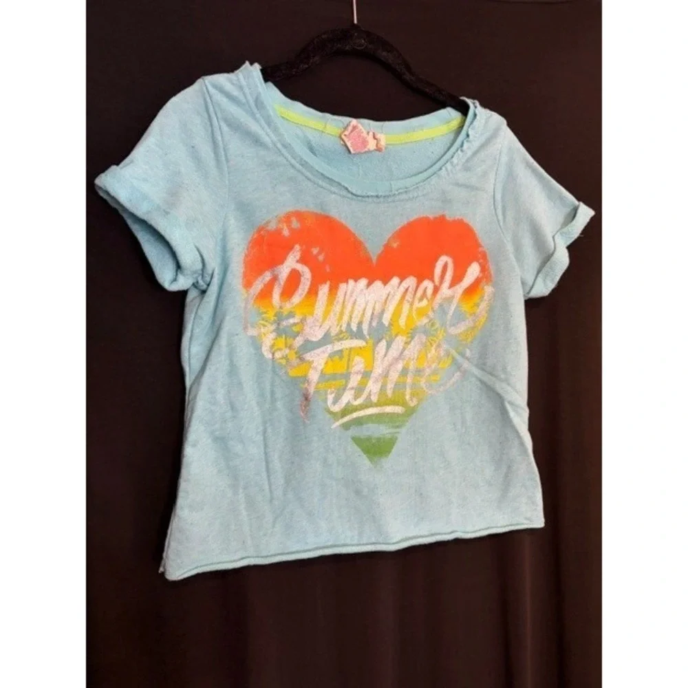 Vintage Girl's Summer Time Ocean Pacific Teal T Shirt Size S (3-5)